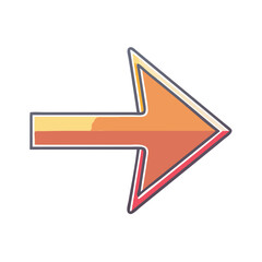 Poster - Stylized Orange Arrow Pointing Right Direction, a Visual Indicator for Progress