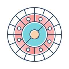 Poster - Abstract circular chart displaying data in a segmented radial format for presentation