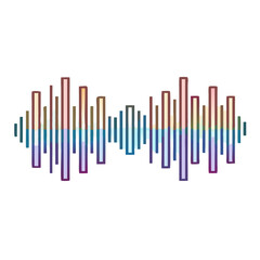 Poster - Abstract colorful audio wave form illustration on a clean white background