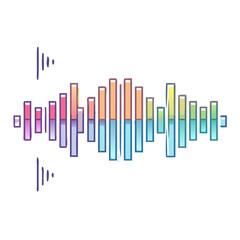 Poster - Whimsical Watercolor Audio Waveform with Soft Pastel Colors and Abstract Elements