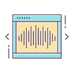 Poster - Abstract audio wave visualization with navigation arrows and minimalist design elements