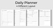 © arman - Daily Planner & Logbook Tracker Bundle Set. 4 Different Layouts, Interior, Organizer, Journal, Printable Vector Illustration.