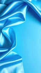 Poster - Elegant blue satin fabric draping photography studio textile art indoor close-up fashion concept