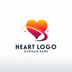 Aufkleber - Modern Heart logo designs with swoosh logo vector, Love logo designs concept