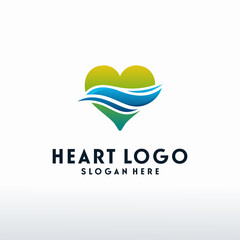 Aufkleber - Modern Heart logo designs with swoosh logo vector, Love logo designs concept