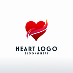 Aufkleber - Modern Heart logo designs with swoosh logo vector, Love logo designs concept