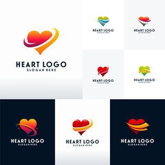 Aufkleber - Set of Modern Heart logo designs with swoosh logo vector, Love logo designs concept
