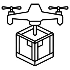 Poster - Modern outline icon of a smart drone delivering a package box