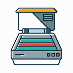 Aufkleber - Clean modern line art illustration of a document scanner with a paper feed