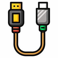 Aufkleber - Simple line art icon representing an hdmi cable on a clean white background
