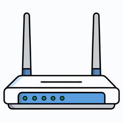 Aufkleber - Simple line art icon of a wireless router on a clean white background