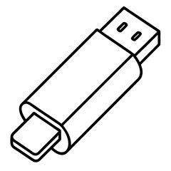 Aufkleber - Clean line art illustration of a usb flash drive on a white background