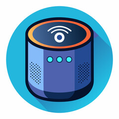 Poster - Modern smart home speaker line art icon on a clean white background