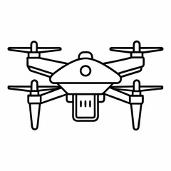 Aufkleber - Minimalist drone with propellers icon in clean line art style