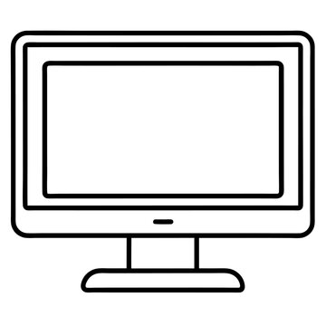 Modern flat line style computer monitor icon on a clean white background