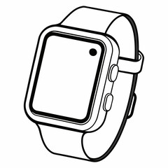Aufkleber - Modern smartwatch outline illustration on a clean white background