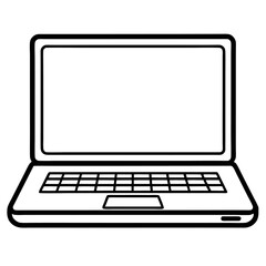 Aufkleber - Simple line art illustration of a laptop computer on a clean white background