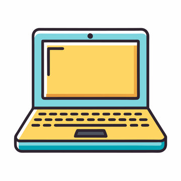Minimalist laptop computer outline icon on a clean white background for digital use