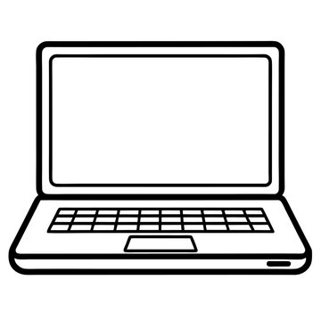 Simple line art illustration of a laptop computer on a clean white background
