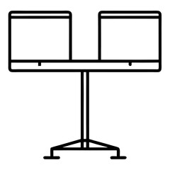 Fototapete - Minimalist dual monitor stand vector graphic for workspace setup