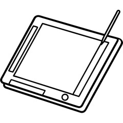 Aufkleber - Modern line art illustration of a graphics tablet on a clean white background