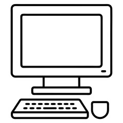 Aufkleber - Clean outline icon of an all in one personal computer on a white background