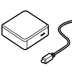 Aufkleber - Clean line art illustration of a laptop power adapter on a white background
