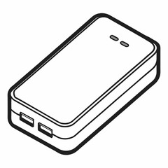 Aufkleber - Clean outline illustration of a portable power bank on a white background