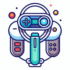 Aufkleber - Modern virtual reality motion controller with a clean minimalist line art design on a white background