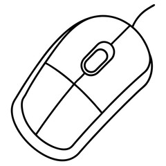 Aufkleber - Clean line art vector illustration of a computer mouse isolated on a white background