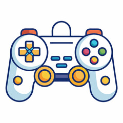 Aufkleber - Minimalist line art game controller icon on white background