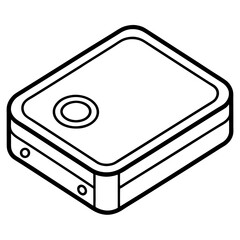 Fototapete - Simple outline icon of an external hard drive on a clean white background