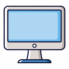 Aufkleber - Modern flat line style computer monitor illustration on a clean white background