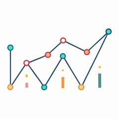 Aufkleber - Minimalist line graph showcasing data trends with clean simple design elements