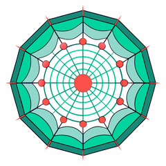 Fototapete - Abstract radar chart outline graphic with radiating lines and circular elements