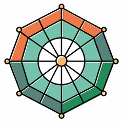 Fototapete - Abstract radar chart outline graphic with radiating lines and circular elements