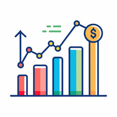 Fototapete - Financial profit growth line graph with a clear upward trend and distinct line ending