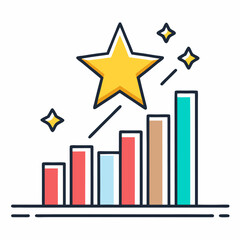 Fototapete - Abstract line graph illustrating upward performance trend with highlighted data points
