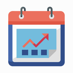 Poster - Calendar growth icon with upward arrow and abstract element