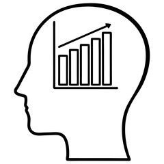 Fototapete - Side profile silhouette of a head with integrated business charts and graphs