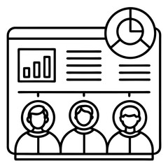 Fototapete - Clean line art icon representing three team members on a dashboard interface