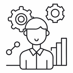 Aufkleber - Outline icon representing a data scientist with analytical elements