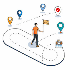 Poster - User s path visualized on a customer journey map illustrating progress and experience