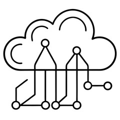 Fototapete - Abstract cloud symbol with data graph elements for technology and analytics