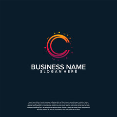 Aufkleber - Modern C initial technology logo template, C letter logo symbol, Logo symbol icon