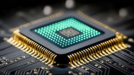 Aufkleber - Adaptive chip and programmable integration concept. Close-up view of a computer processor on a circuit board.