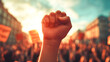 © Akash Tholiya - Fist protest hand activist people social fight crowd civil women march strike rebellion black. Hand fist protest rally movement young youth power racism raised racial group mob revolution change unity