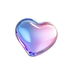 Poster - Glossy transparent heart shape with blue and pink gradient colors on white isolated background, suitable for romantic designs and valentines projects.