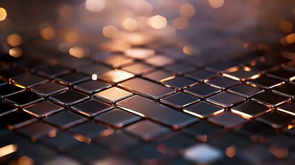 Poster - Illuminated keyboard keys with warm bokeh lights creating atmospheric depth and texture, close-up macro photography with selective focus for tech background.