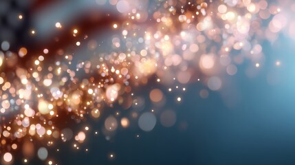 Poster - Colorful bokeh lights with a hint of an American flag in the background during late evening hours